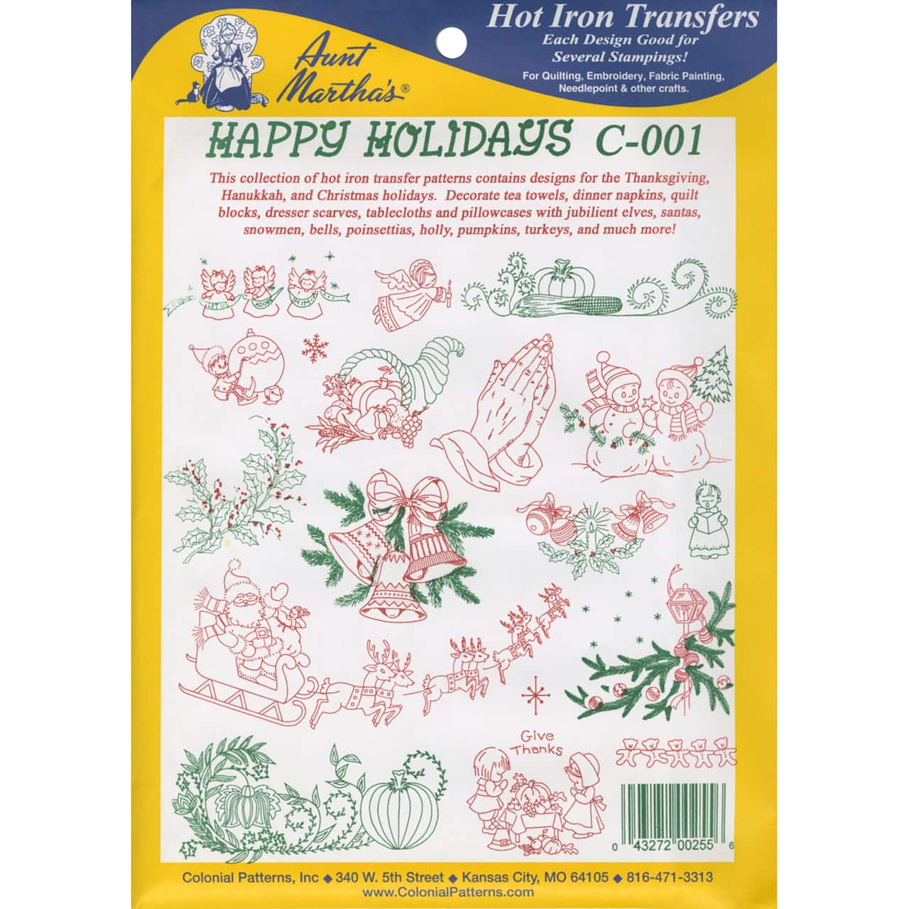 Aunt Martha's® Happy Holidays Iron-On Transfer Collection